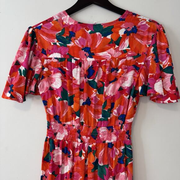 Anthropologie Abel The Label High Low Dress Women's Medium Floral Pink Tropical - Picture 7 of 14